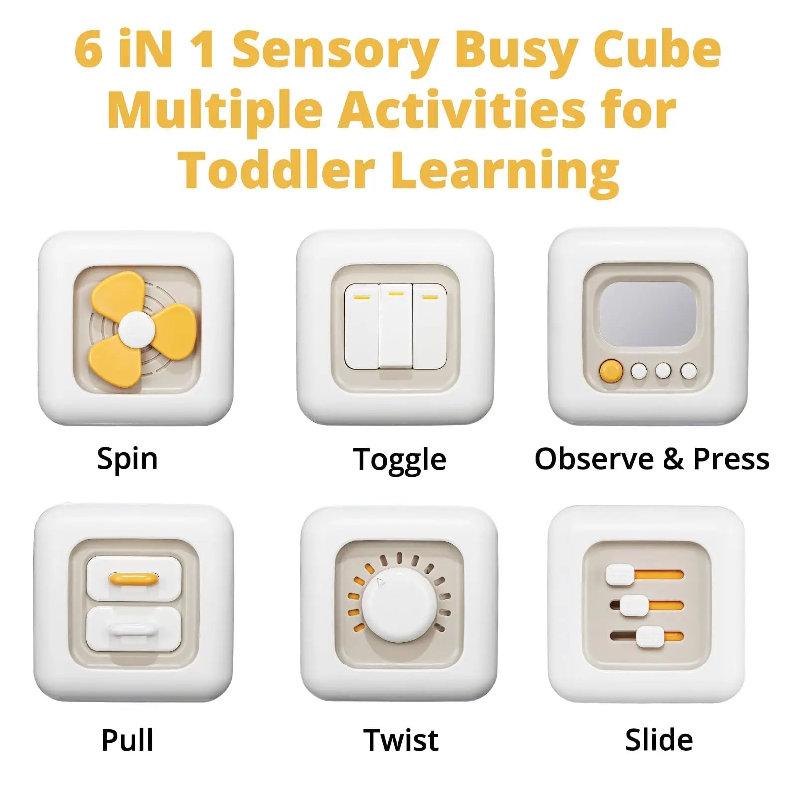 6‑in‑1 Montessori Activity Cube – Sensory Busy Board & Travel Toy for Toddlers