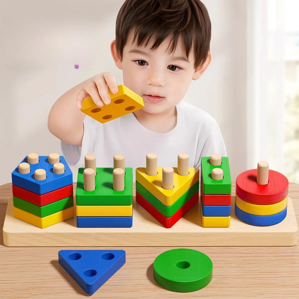 Montessori Wooden Sorting & Stacking Toy