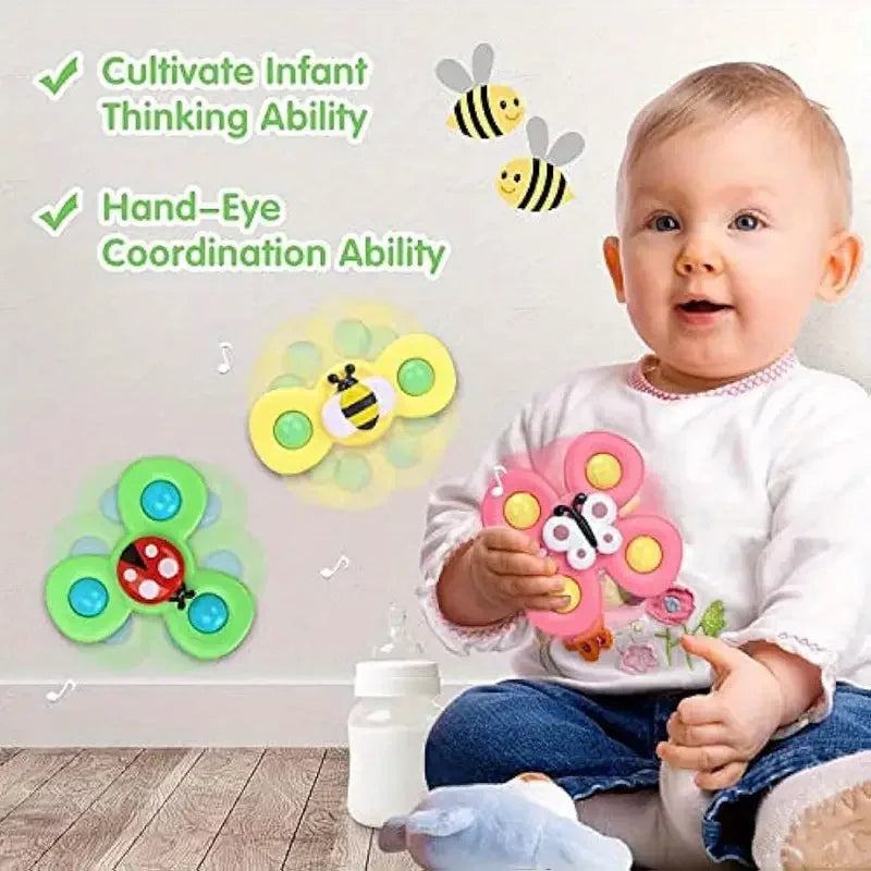 Cartoon Bug & Flower Suction Spinner Toy