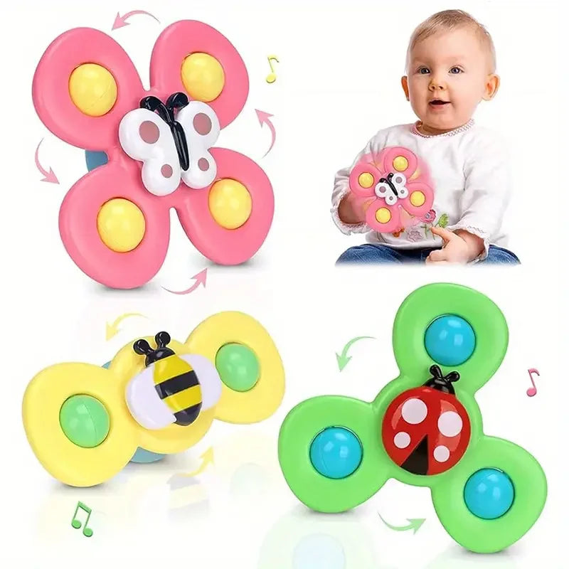 Cartoon Bug & Flower Suction Spinner Toy
