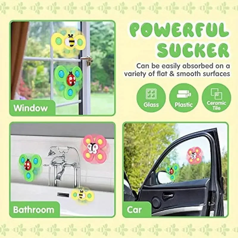 Cartoon Bug & Flower Suction Spinner Toy