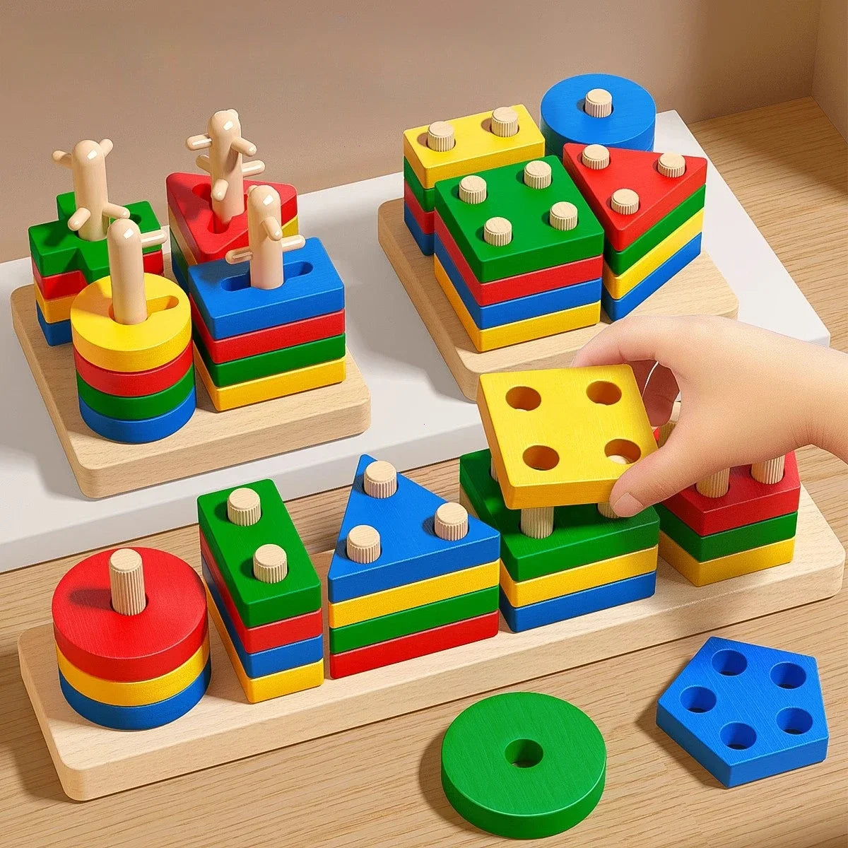 Montessori Wooden Sorting & Stacking Toy